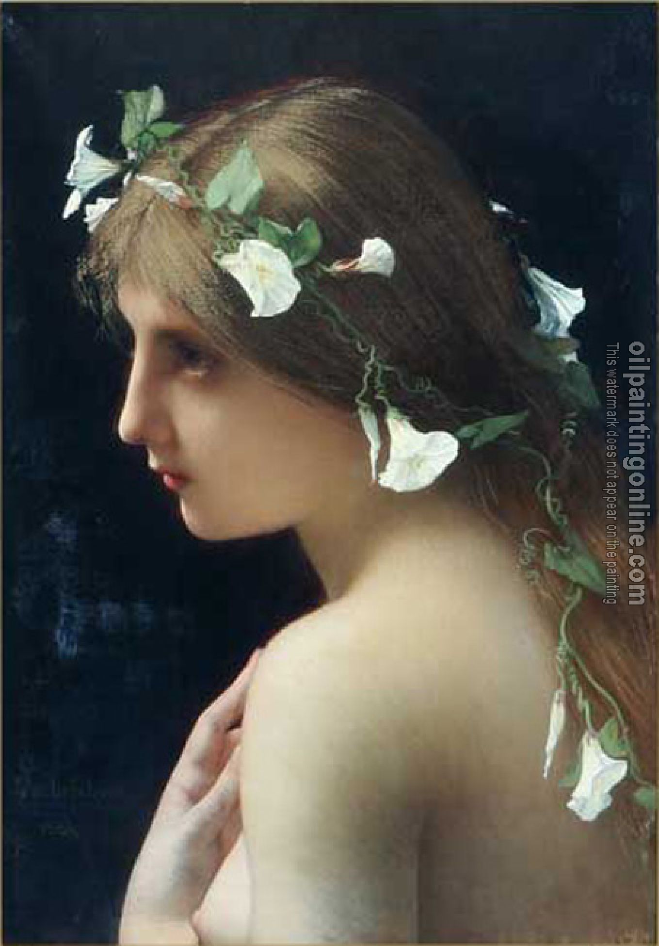 Jules Joseph Lefebvre - Nymph with morning glory flowers